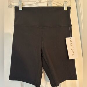 Athleta elation 7” ribbed shorts, black, size S